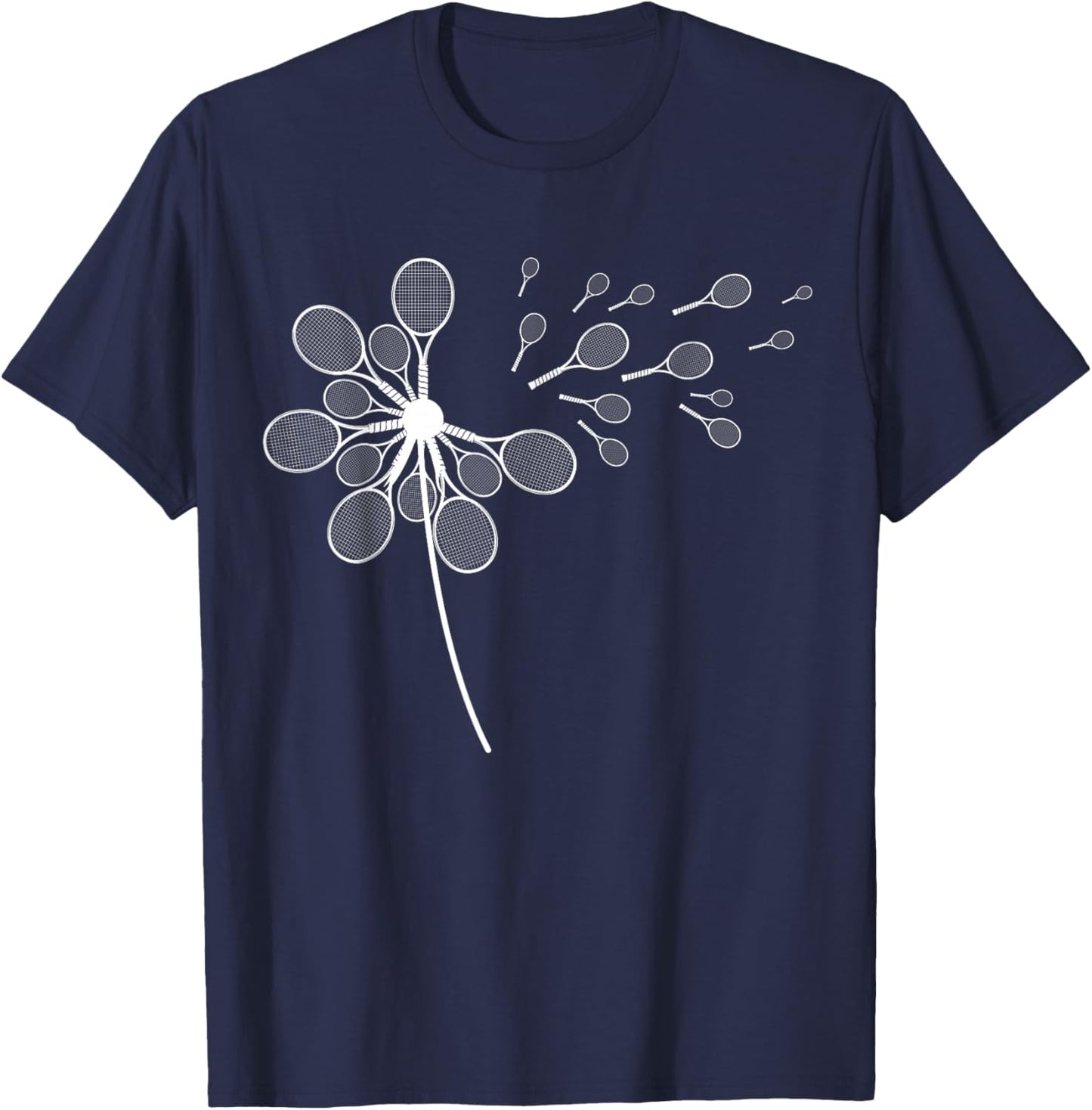 Dandelion Flower Tennis Graphic Player Coach Racket Sports T-Shirt - T-Shirt | Navy
