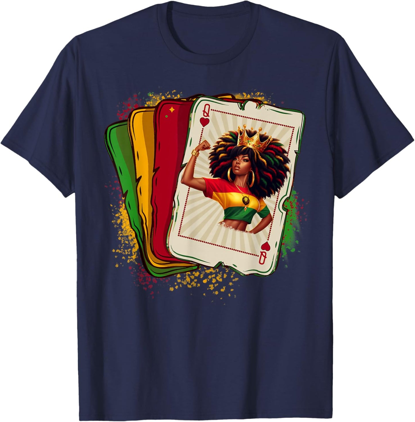 Black Queen of Hearts Card Deck Game Proud Black History T-Shirt - T-Shirt | Navy