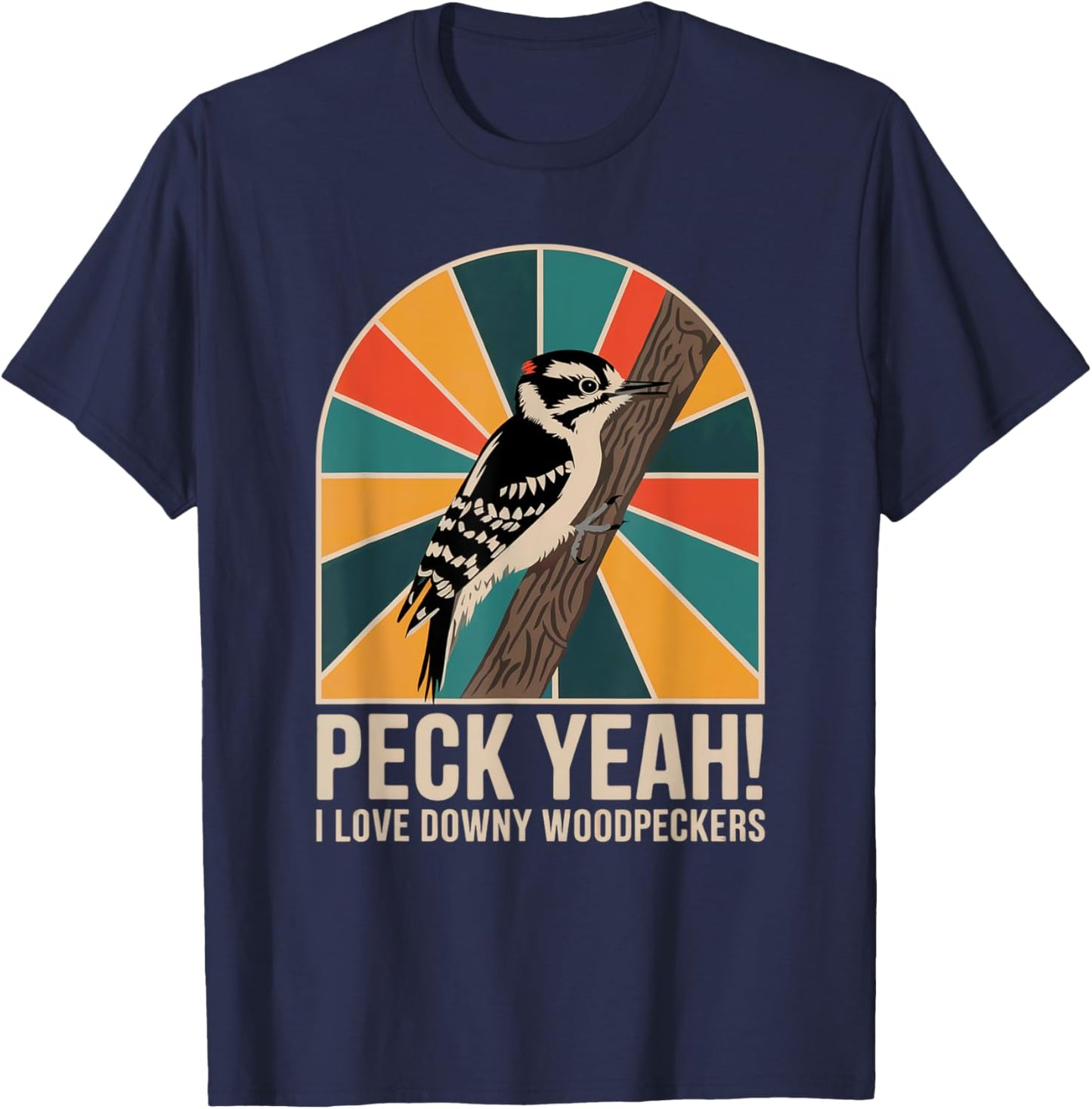 Downy Woodpecker – Nature Lover’s Bird Design T-Shirt - T-Shirt | Navy