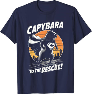 Capybara Superhero Shirt – Fun Comic Book Style Apparel T-Shirt - T-Shirt | Navy