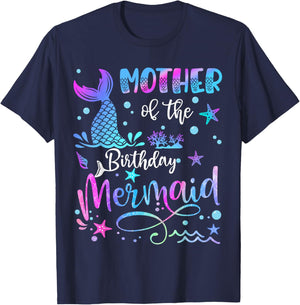 Mother Of The Birthday Mermaid Matching Family T-Shirt - T-Shirt | Navy