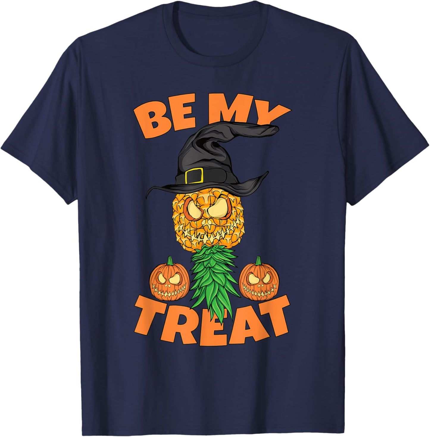 Halloween Be My Treat Upside Down Pineapple Funny Swinger T-Shirt - T-Shirt | Navy