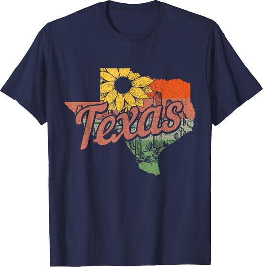 Texas TX State Map Pride Vintage T-Shirt - T-Shirt | Navy