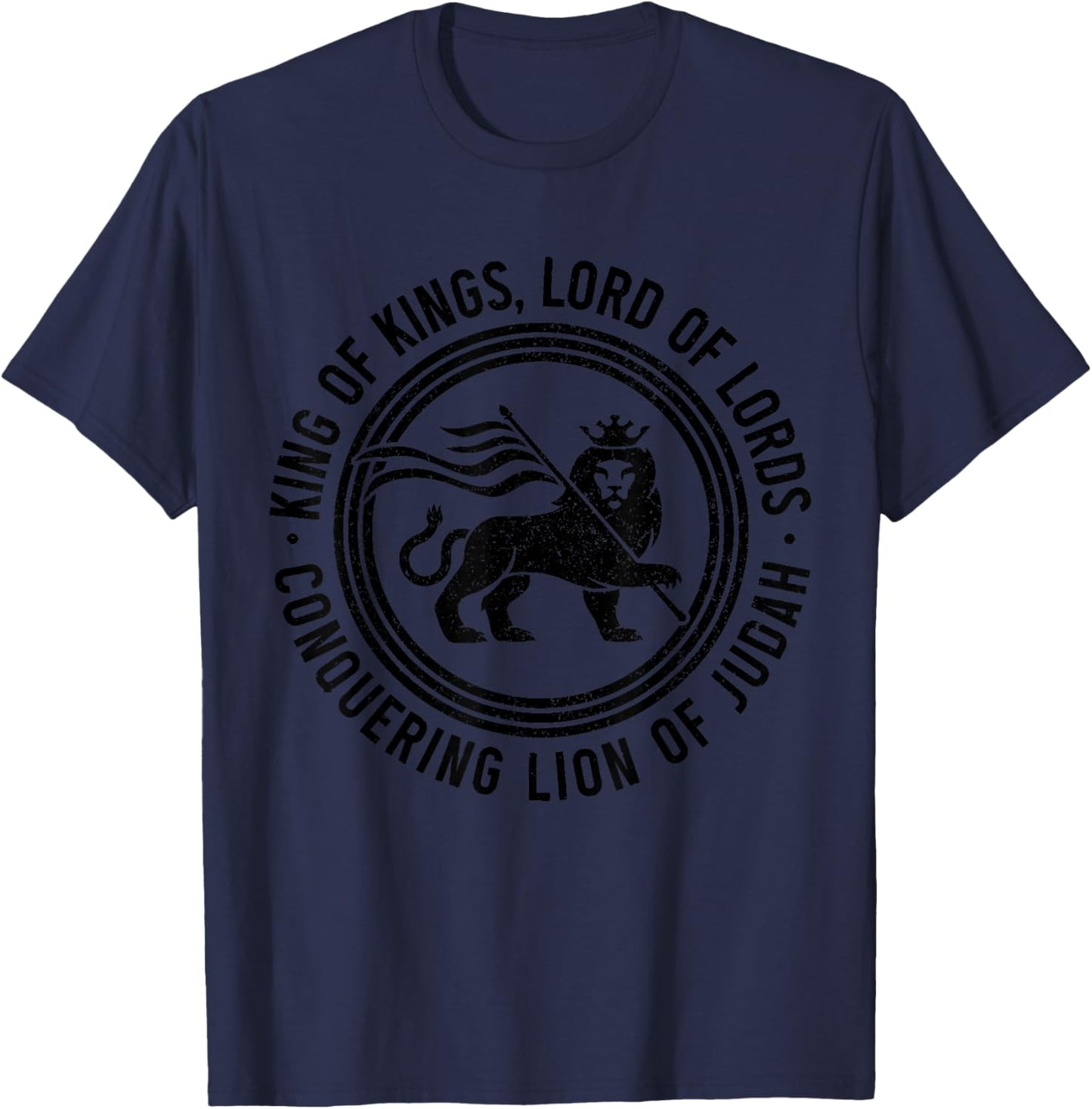 Lion of Judah Reggae Music Rastafari Hebrew Israelite T-Shirt - T-Shirt | Navy