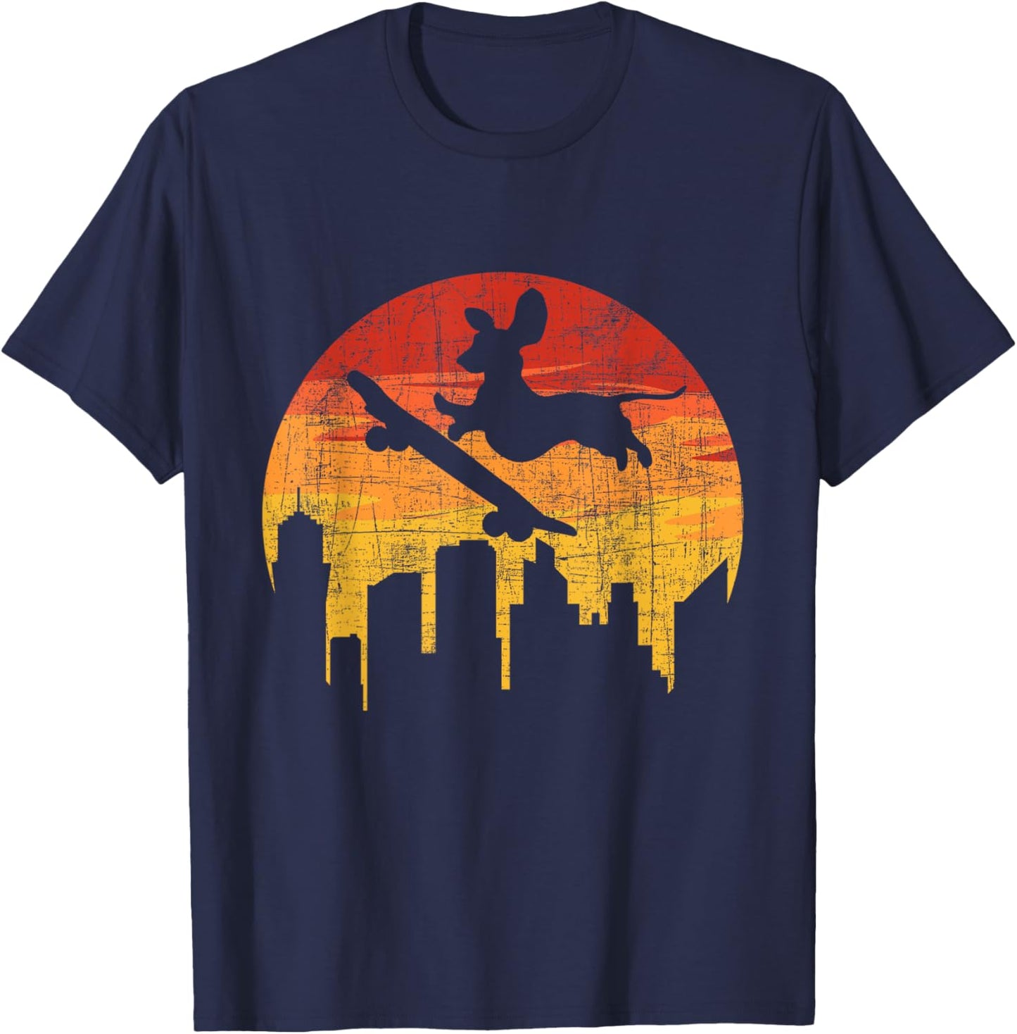 Dachshund Skateboarder - Skateboarding Pet Dog Lover T-Shirt - T-Shirt | Navy