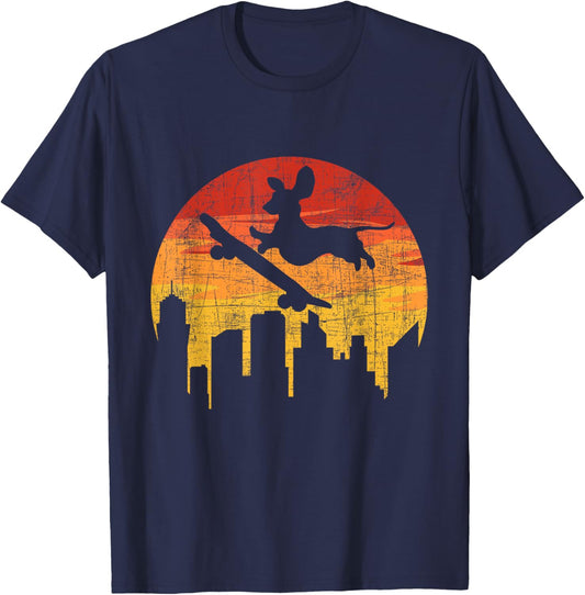 Dachshund Skateboarder - Skateboarding Pet Dog Lover T-Shirt - T-Shirt | Navy