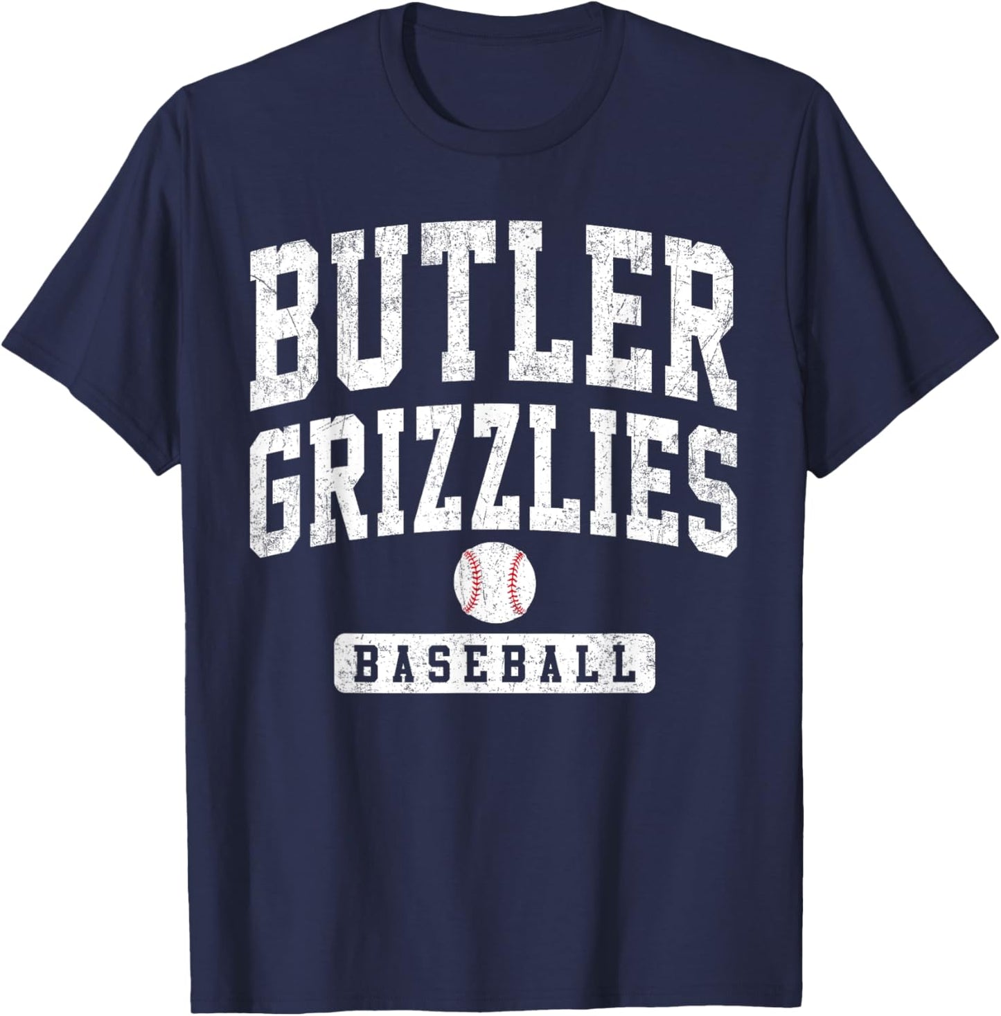 Butler Community College Grizzlies Baseball Arch Vintage T-Shirt - T-Shirt | Navy