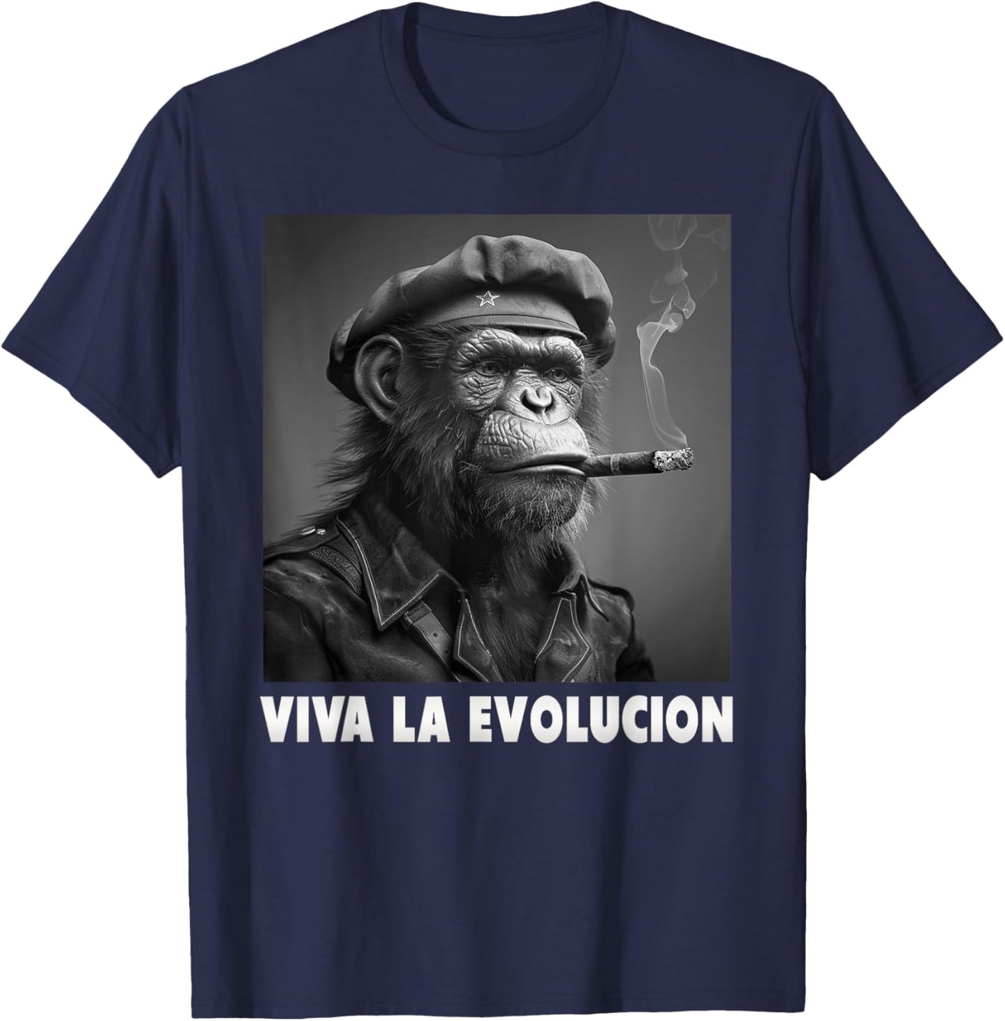 Viva La Evolucion, Révolution, Singe, Nerd T-Shirt - T-Shirt | Navy
