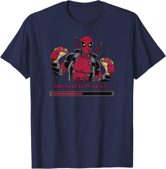 Marvel Deadpool Workout in Progress Tacos T-Shirt - T-Shirt | Navy