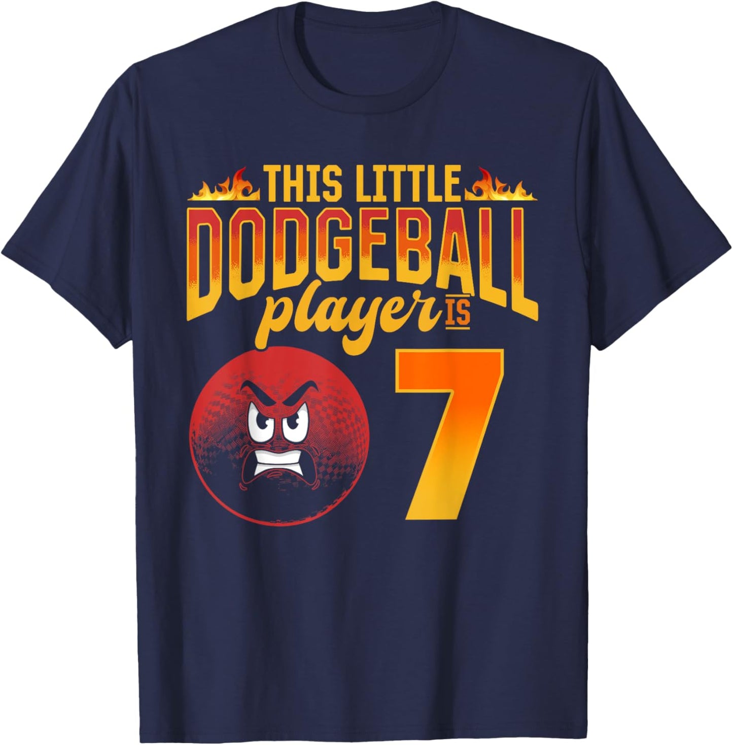Dodgeball Player 7th Birthday Dodgeball Player T-Shirt - T-Shirt | Navy