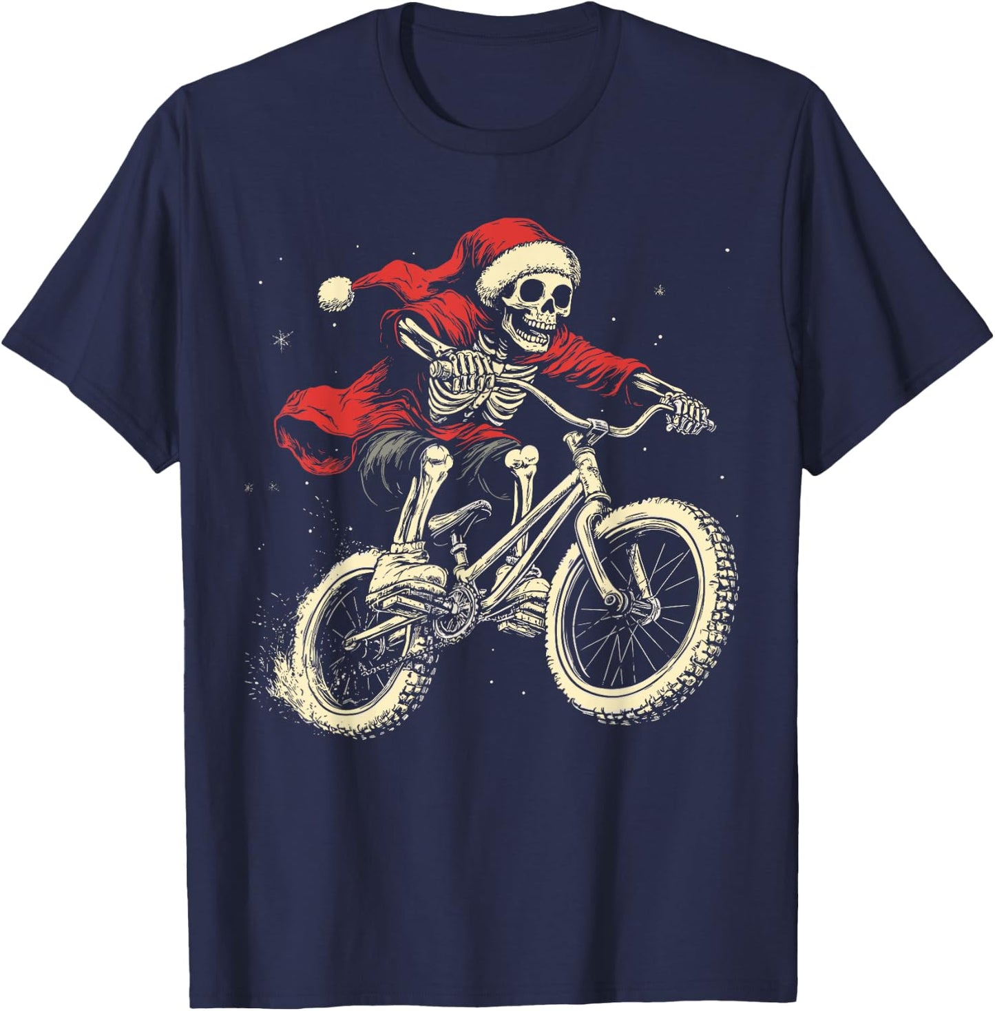 Santa Skeleton BMX Boys Kids Christmas Xmas Pajama T-Shirt - T-Shirt | Navy