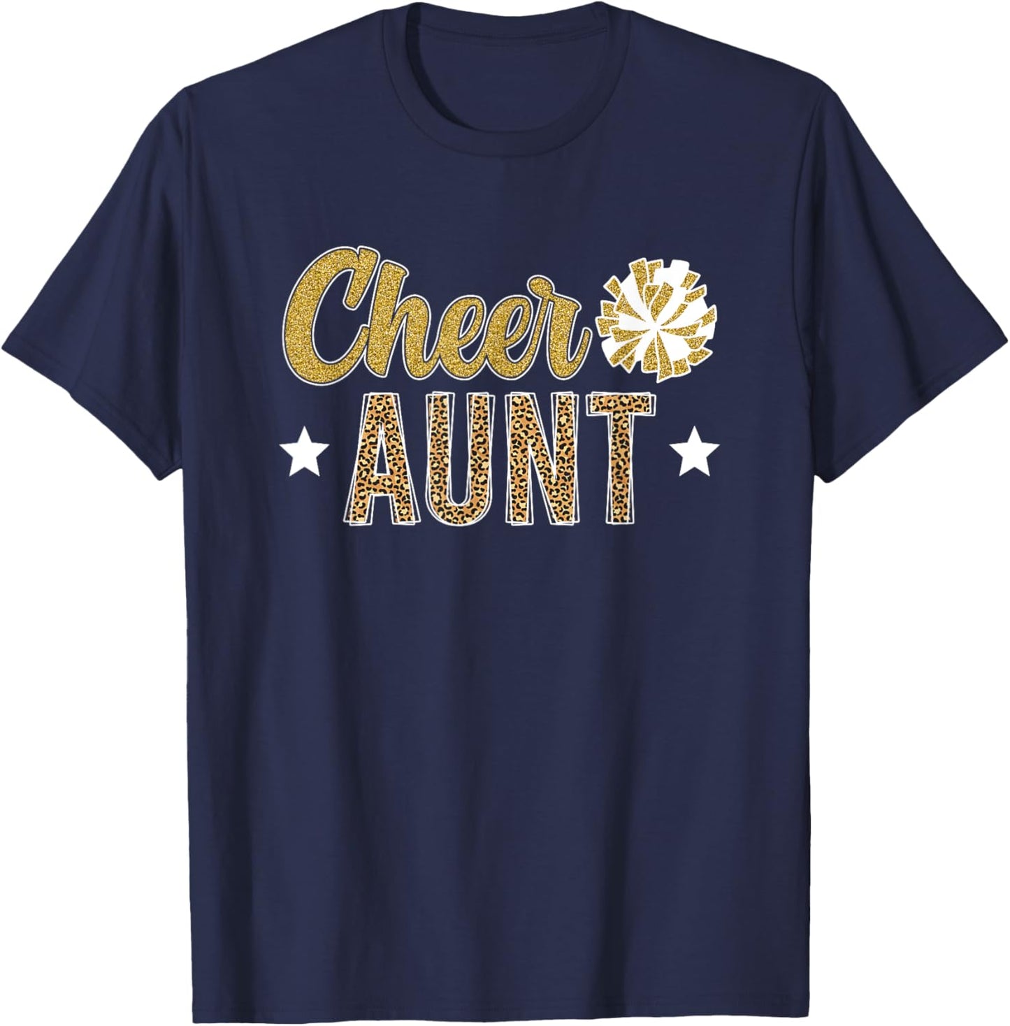 Cheer Aunt Leopard Cheerleading Auntie Cheerleader Aunt T-Shirt - T-Shirt | Navy