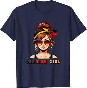 German Girl Deutsches Mädchen Deutschland Flagge T-Shirt - T-Shirt | Navy