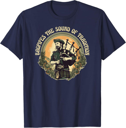 Bagpiper Bagpipes-Music Scotland Bagpipe-Sound Bagpipe T-Shirt - T-Shirt | Navy