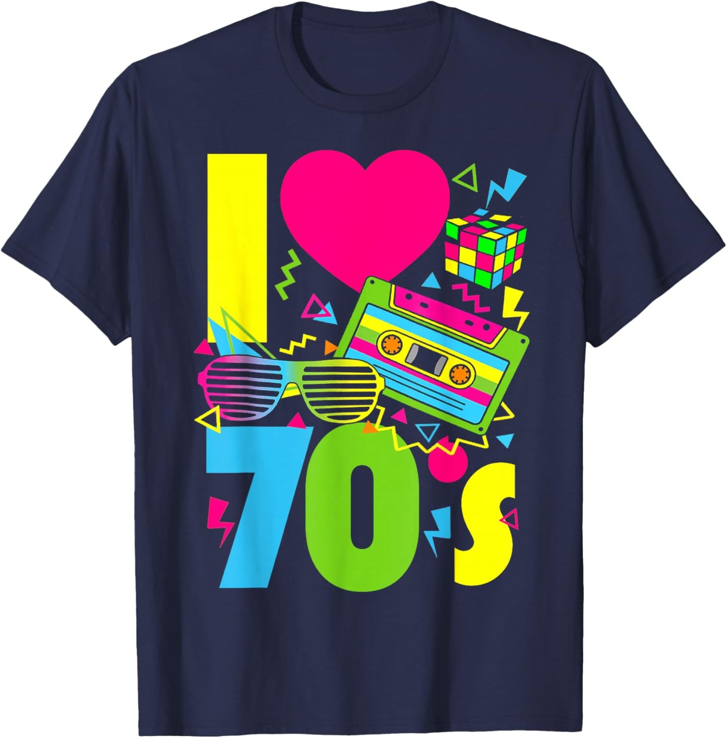 I Love The 70s Men Women Kids 70's 80's Party Retro Costume T-Shirt - T-Shirt | Navy