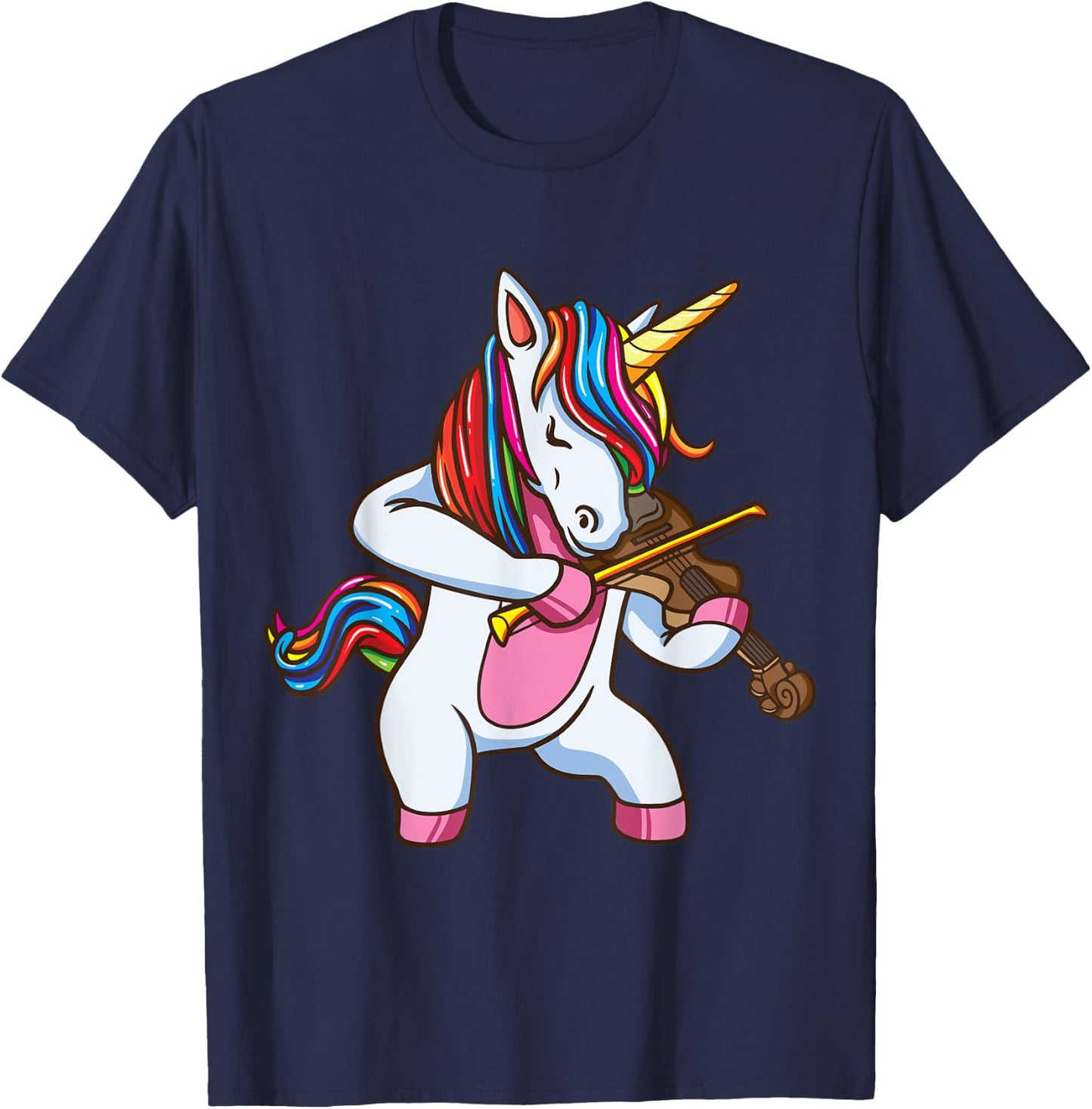 Violinist Unicorn Violin Viola Player Music Lover Gift Shirt T-Shirt - T-Shirt | Navy