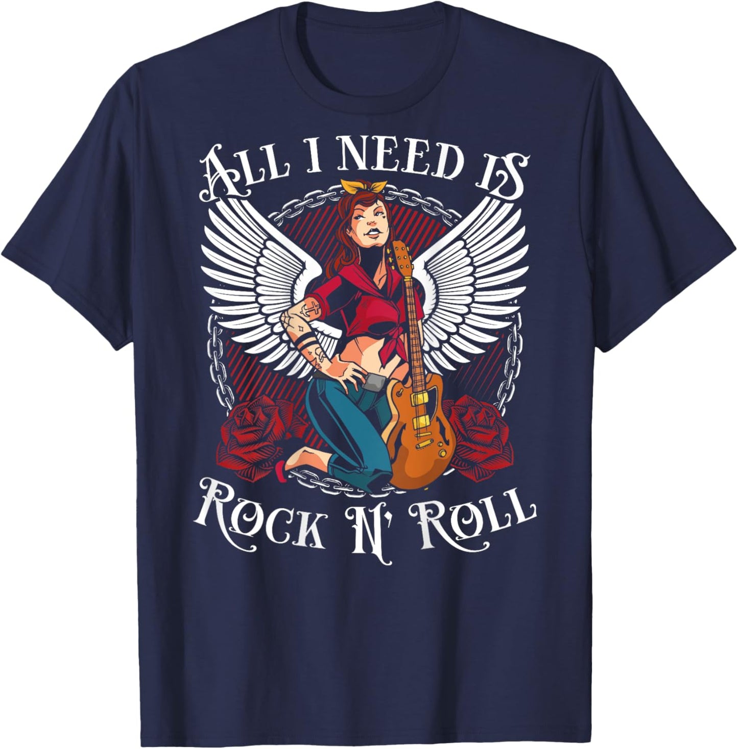 All I Need Is Rock N´ Roll | Rockabilly & Rock N' Roll T-Shirt - T-Shirt | Navy