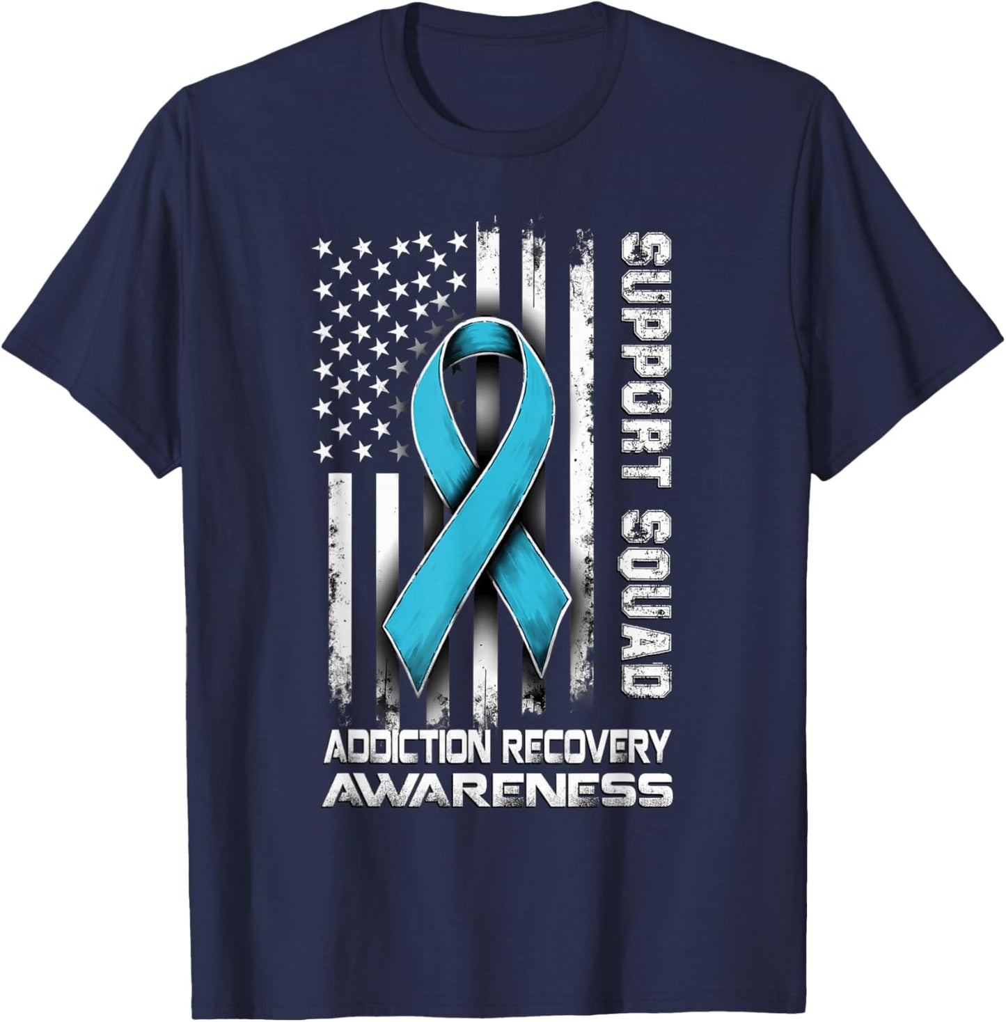 Retro Support Squad Addiction Recovery Awareness T-Shirt - T-Shirt | Navy