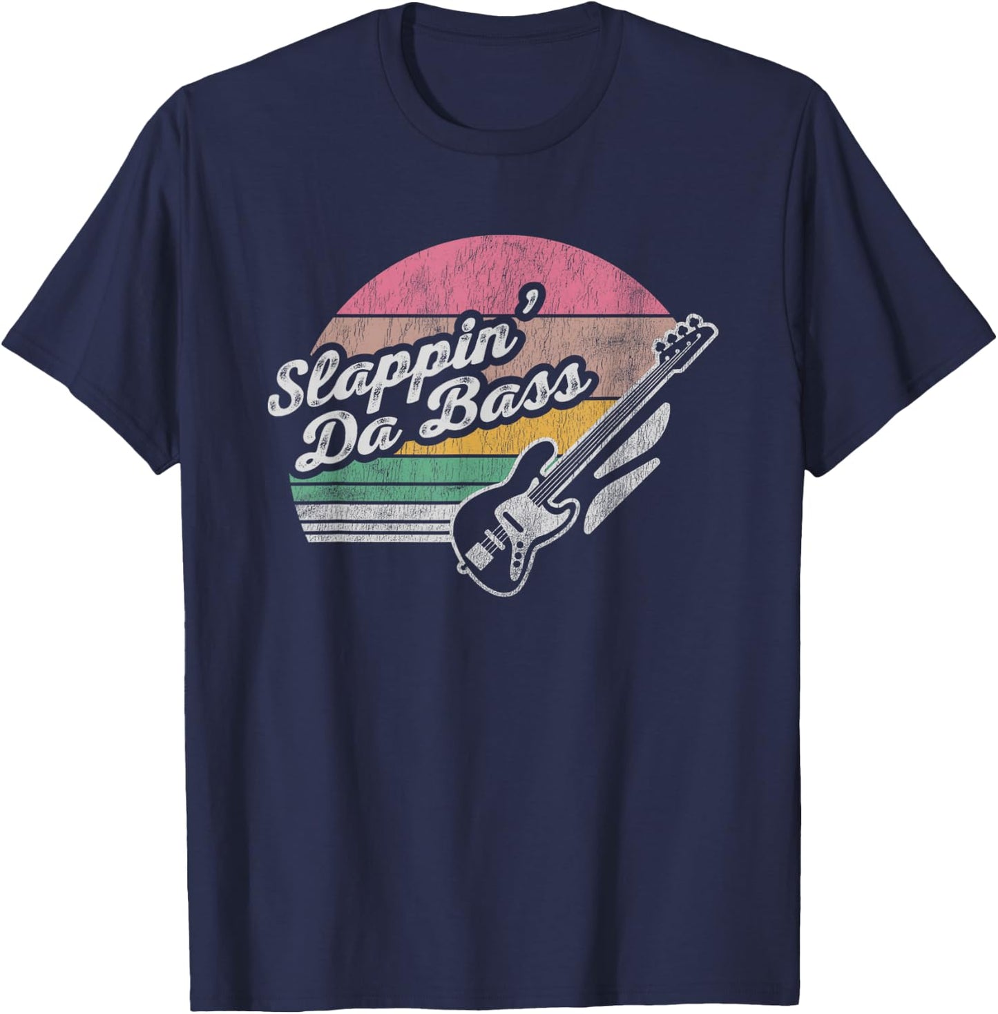 Slappin' Da Bass Vintage Bass Guitar T-Shirt - T-Shirt | Navy