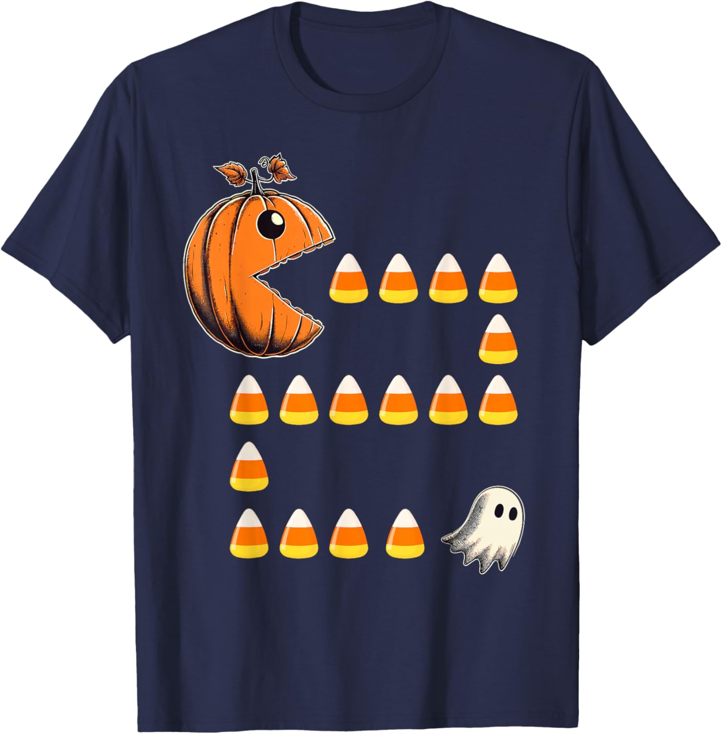Funny Halloween Pumpkin Candy Corn Trick or Treat T-Shirt - T-Shirt | Navy