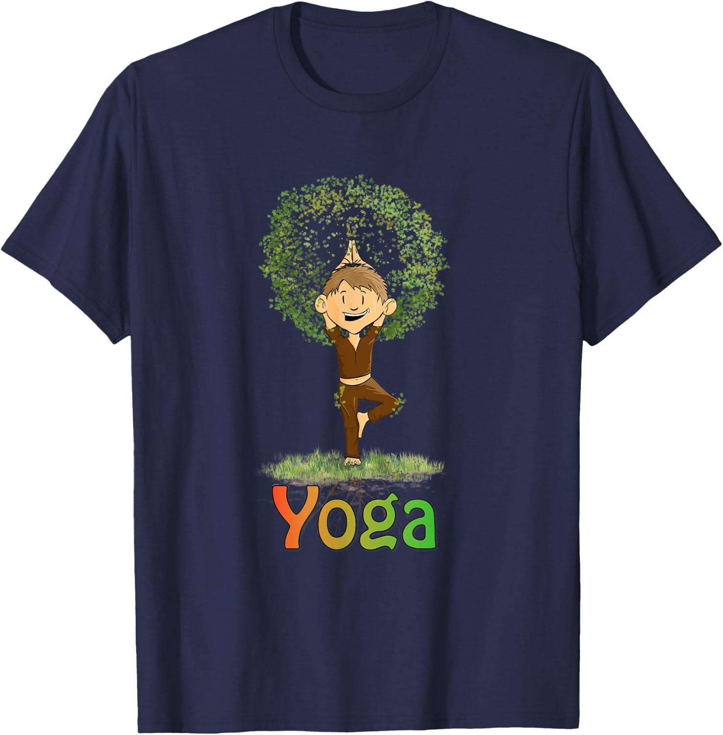 Kids Toddler Yoga Yogini The Tree Vrikshasana T-Shirt - T-Shirt | Navy