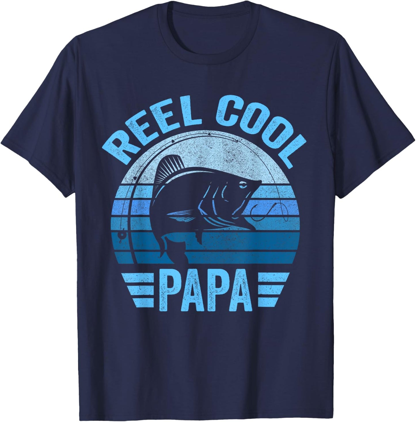 Reel Cool Papa Shirt Papa Fishing Reel Cool Papa T-Shirt - T-Shirt | Navy