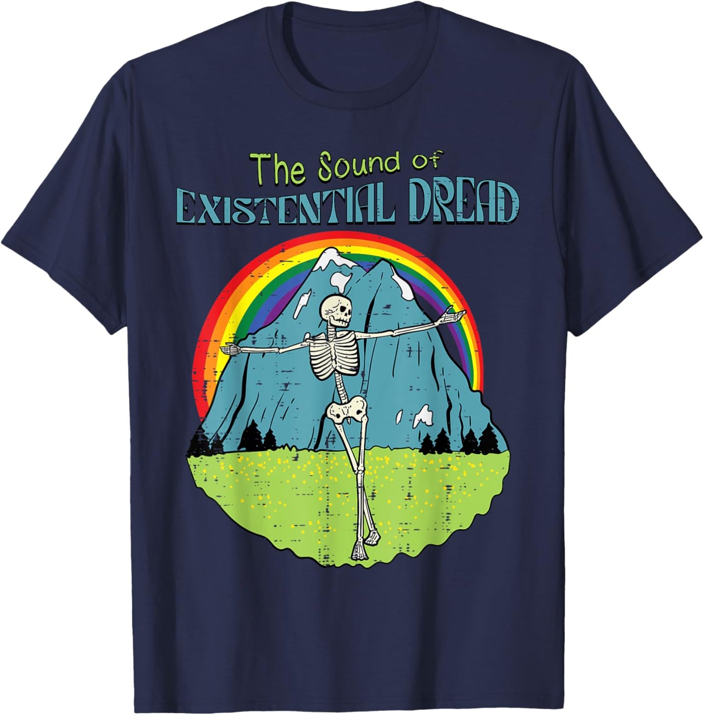 The Sound Of Existential Dread Skeleton Fun Retro Men Women T-Shirt - T-Shirt | Navy