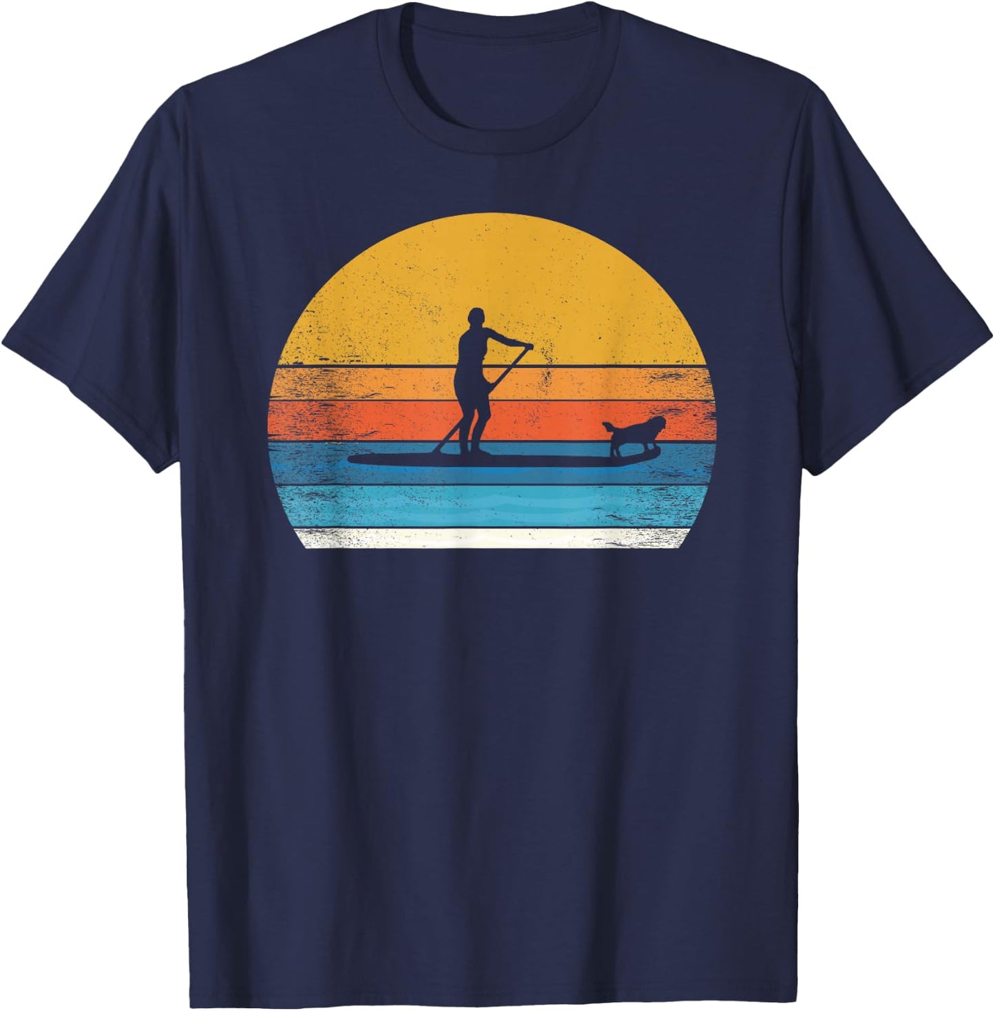 Cool funny Stand Up Paddle Board Dog SUP Paddling Boarding T-Shirt - T-Shirt | Navy