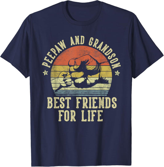 Peepaw and Grandson Best Friends for Life Funny Peepaw T-Shirt - T-Shirt | Navy