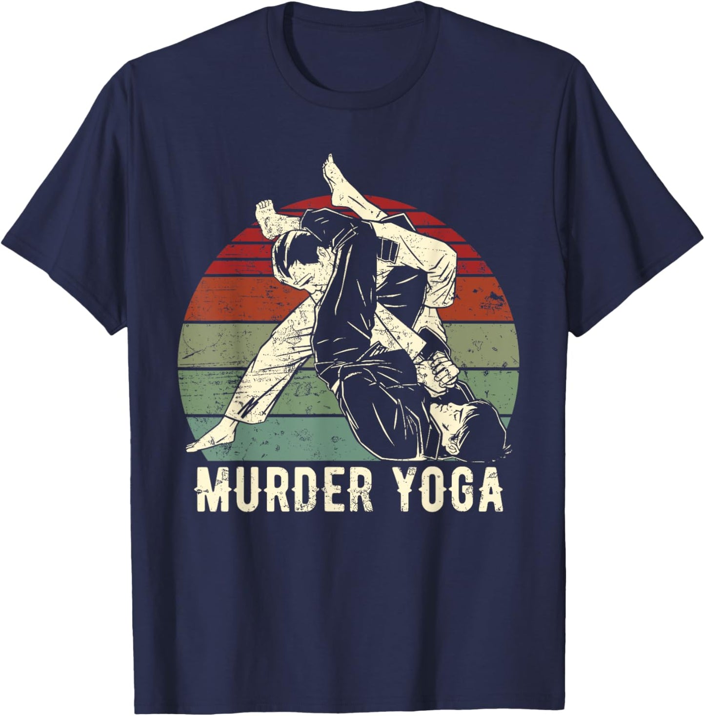 Funny Brazilian Jiu Jitsu BJJ Murder Yoga Retro Outfit T-Shirt - T-Shirt | Navy