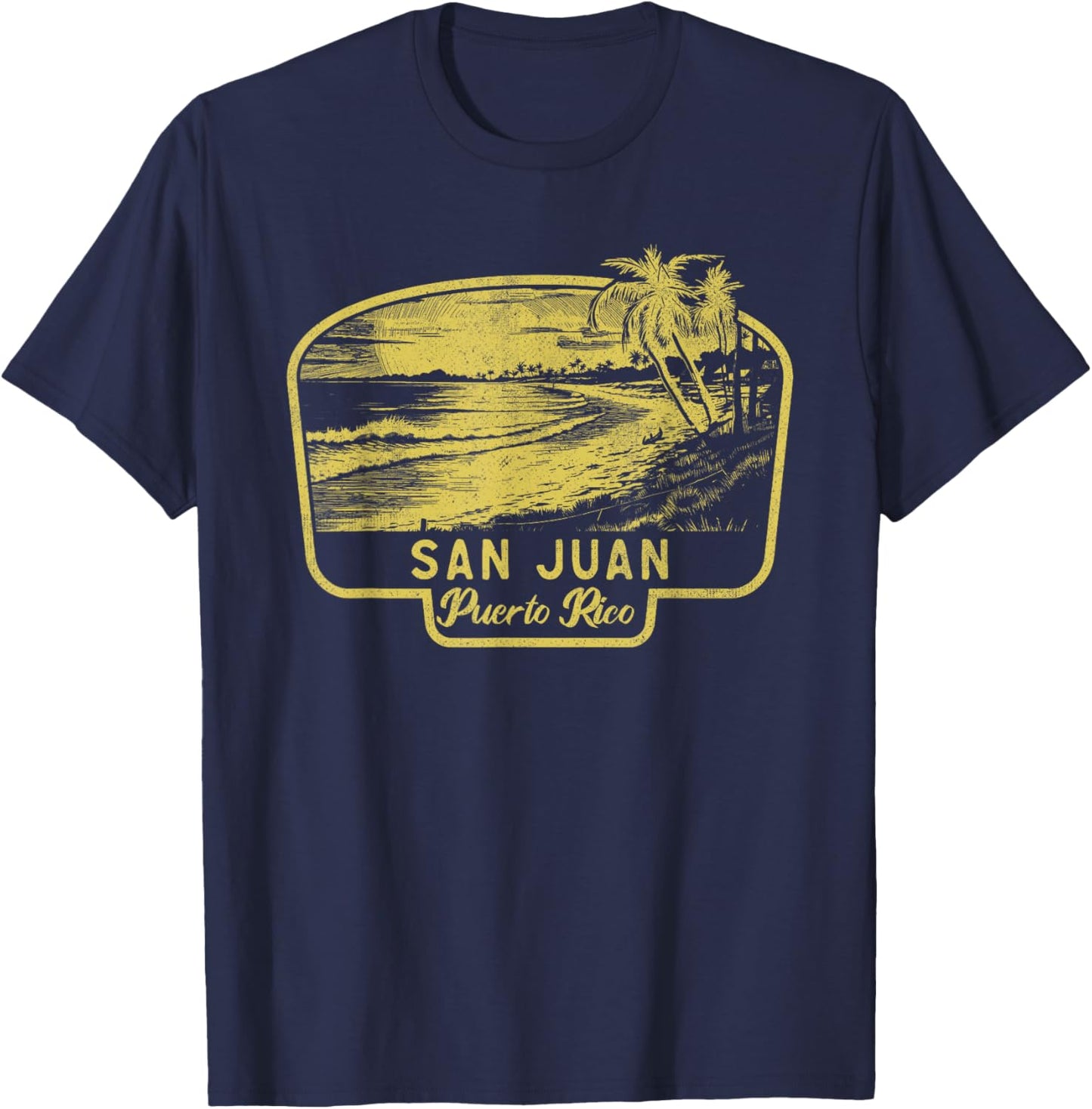 San Juan Puerto Rico Beach Surf Vintage Blue Men Women T-Shirt - T-Shirt | Navy