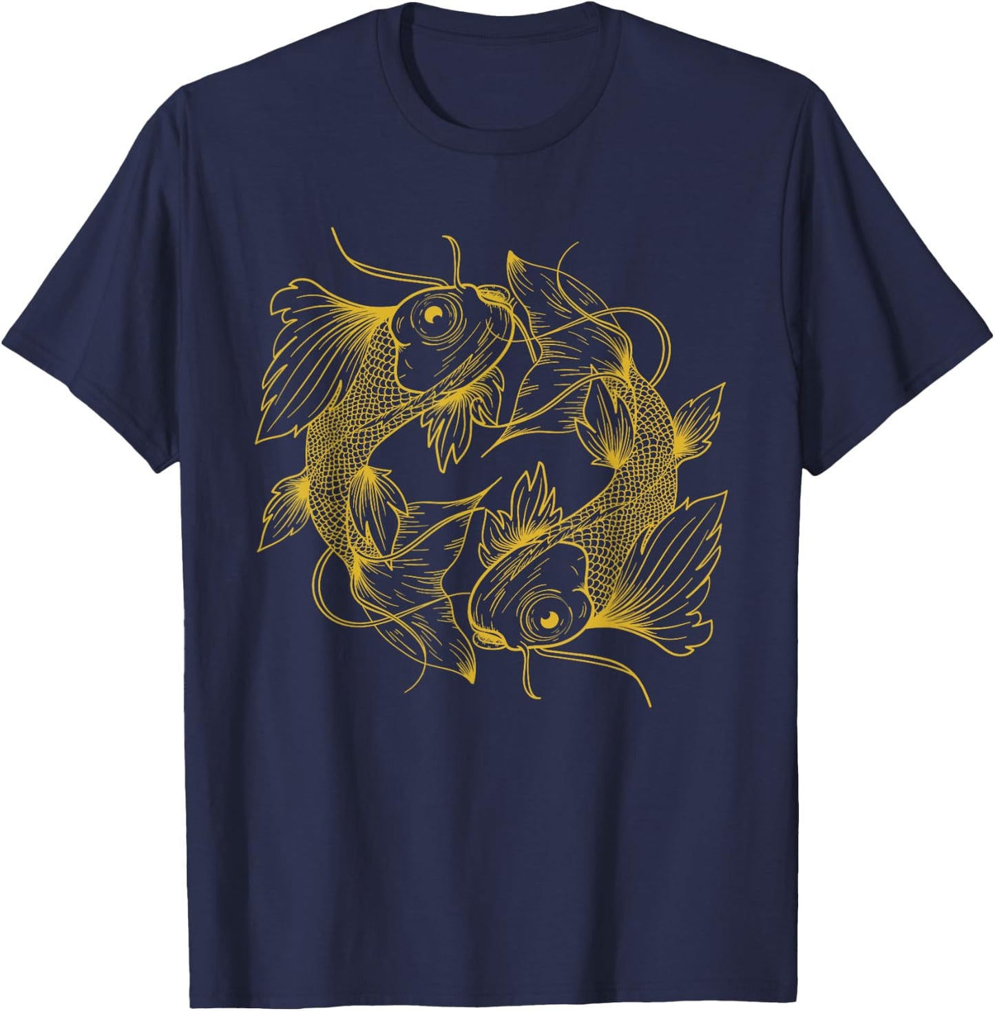 YUKI SOCIETY Japanese Koi Carp Fish - -Adults, Black, Small T-Shirt - T-Shirt | Navy