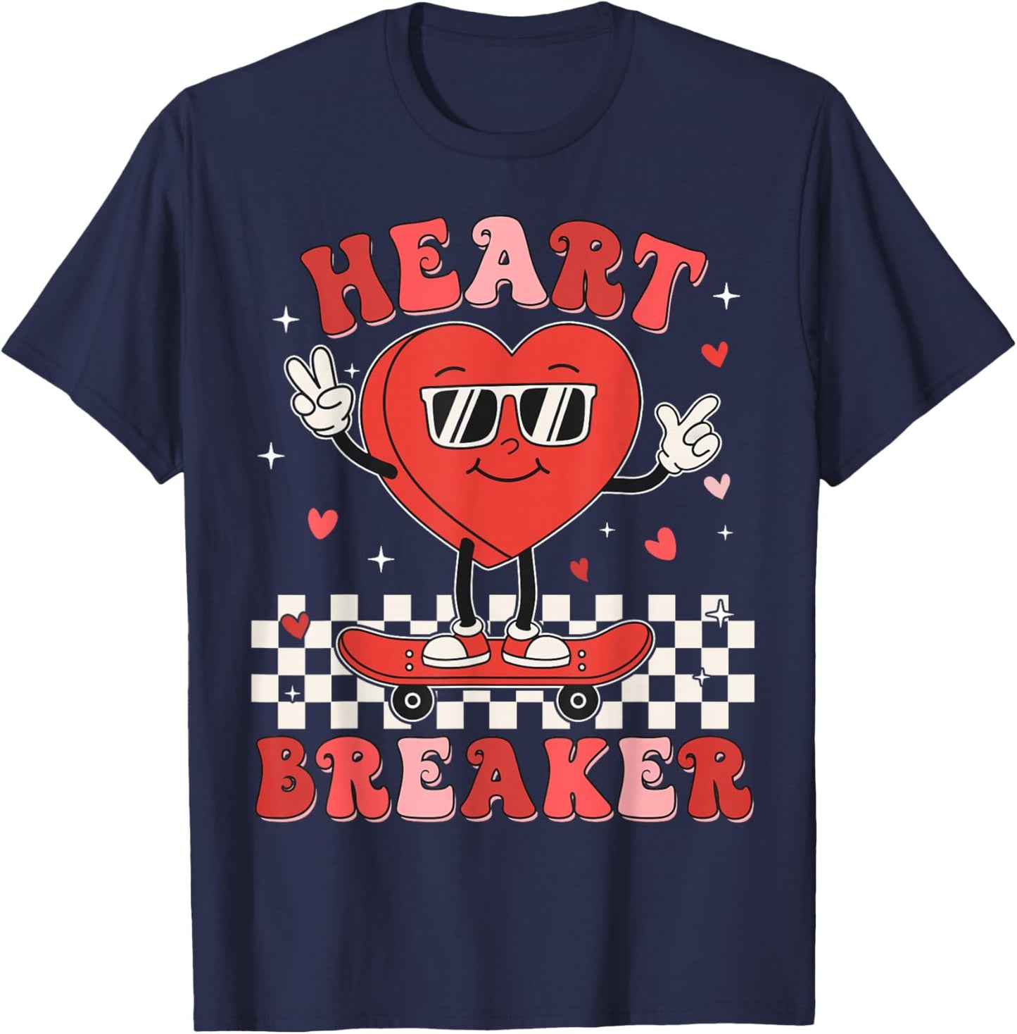 Cute Groovy Valentines Day Funny Valentine Kids Boy Toddler T-Shirt - T-Shirt | Navy