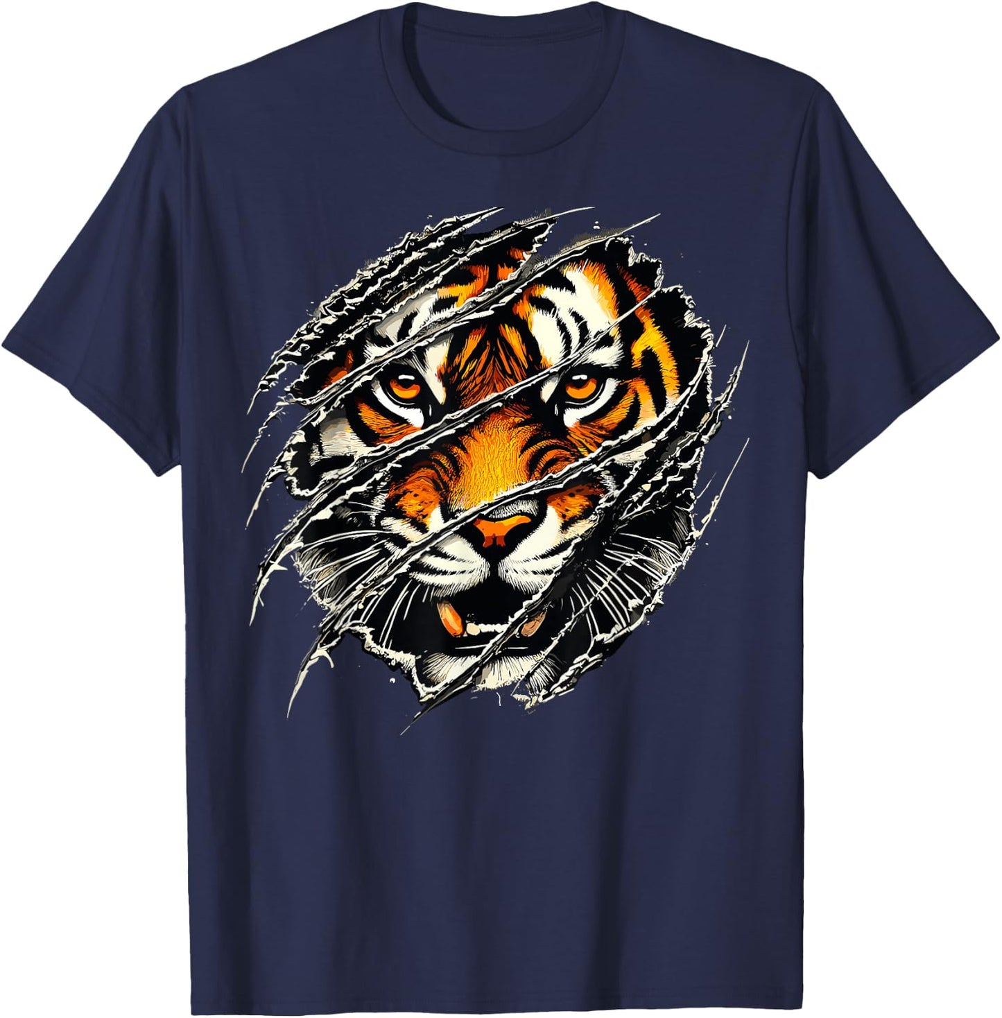 Tiger Face Animal Tiger T-Shirt - T-Shirt | Navy