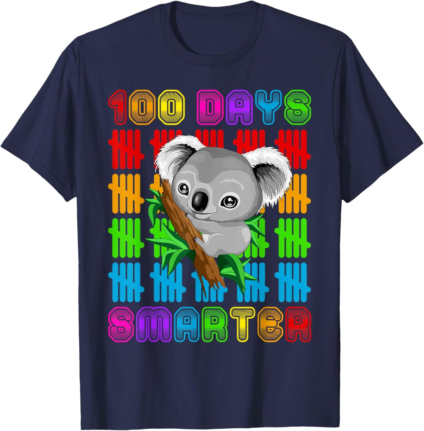 100 Days Smarter Koala Bear Lovers Happy 100th Day Of School T-Shirt - T-Shirt | Navy