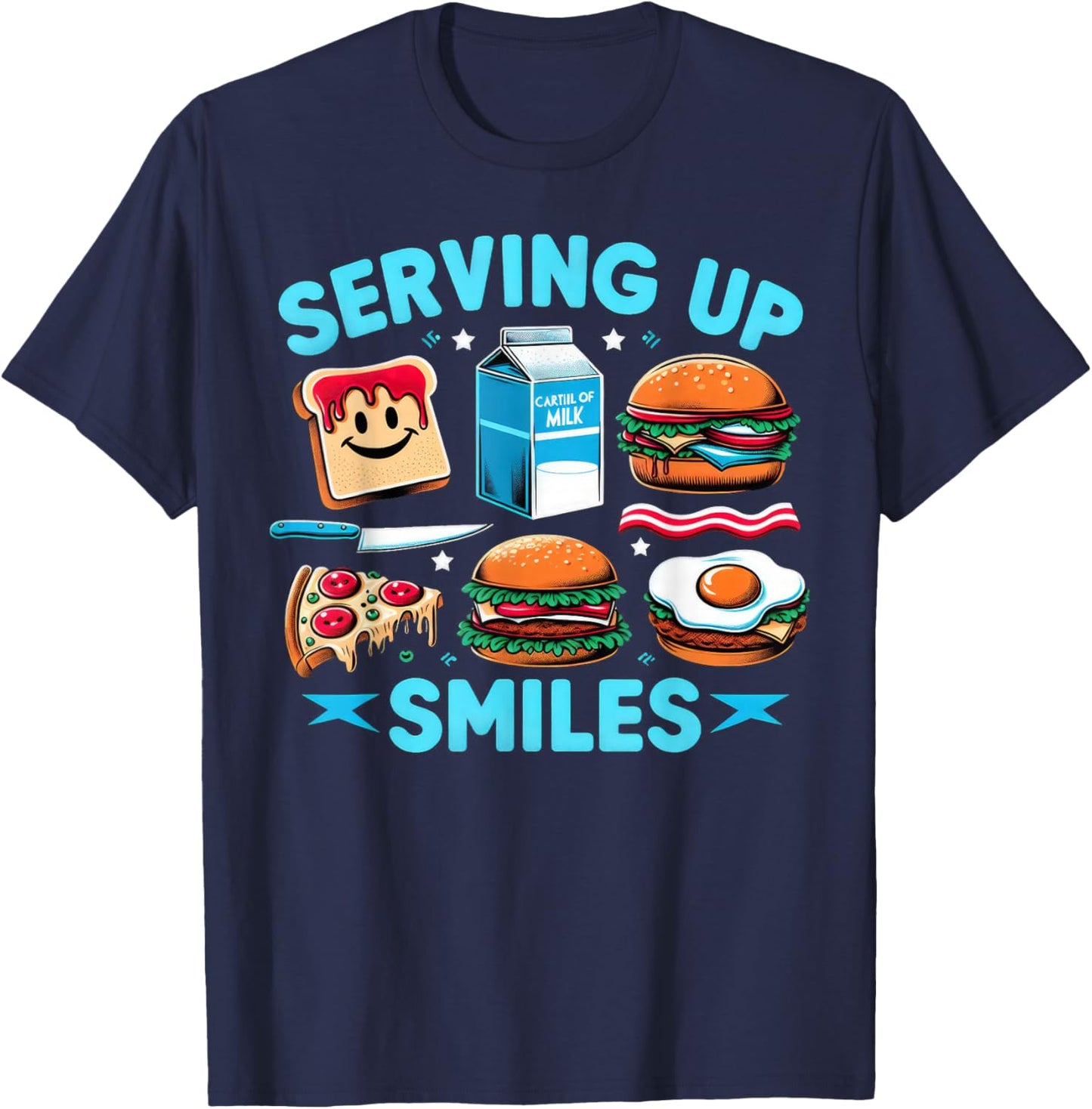 Serving up Smiles Lunch Lady T-Shirt - T-Shirt | Navy