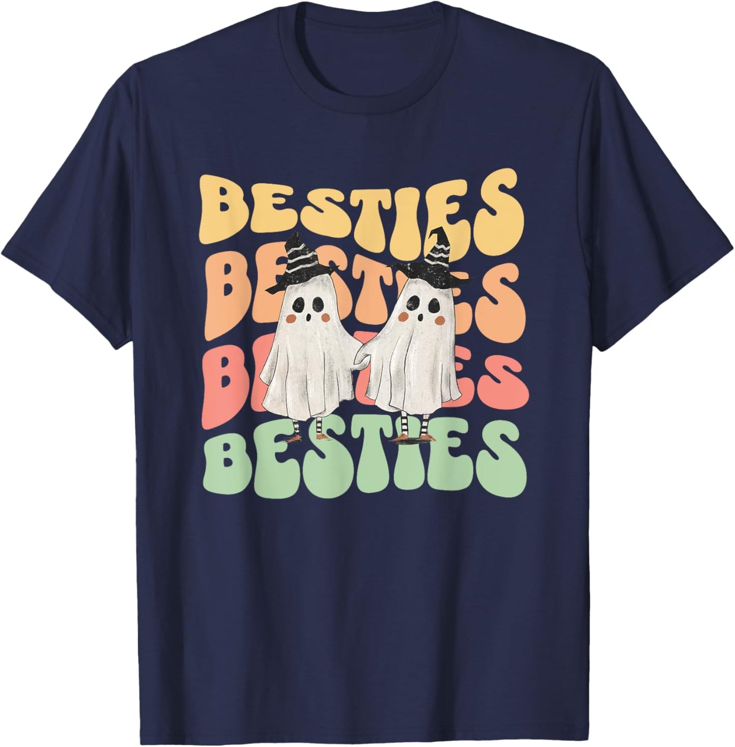 Halloween Couples Costume for Best Friends Besties Ghosts T-Shirt - T-Shirt | Navy
