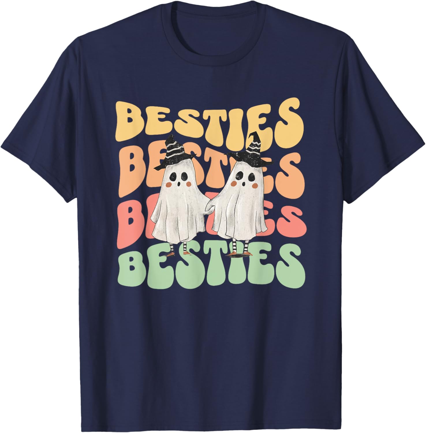 Halloween Couples Costume for Best Friends Besties Ghosts T-Shirt - T-Shirt | Navy