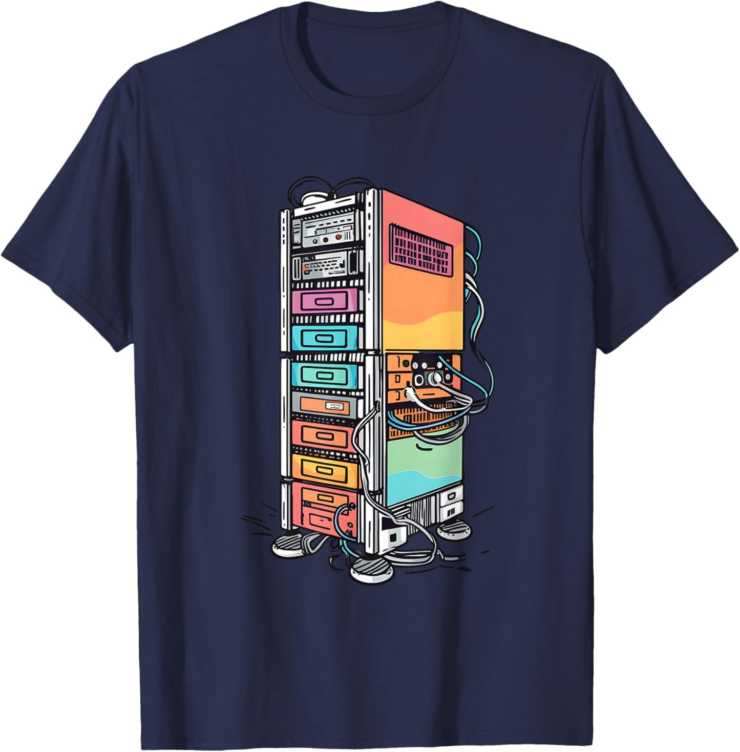 Computer Server Network Rack Homelab Sysadmin Engineer T-Shirt - T-Shirt | Navy