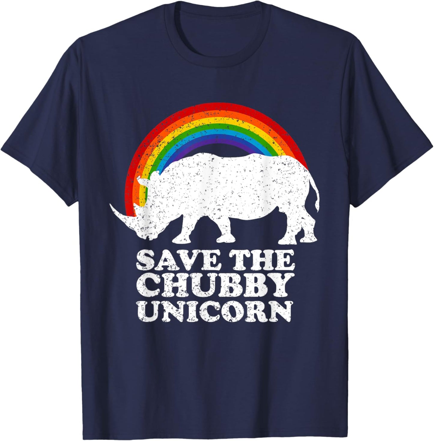 save the chubby unicorns rainbow Save the Rhino Day T-Shirt - T-Shirt | Navy