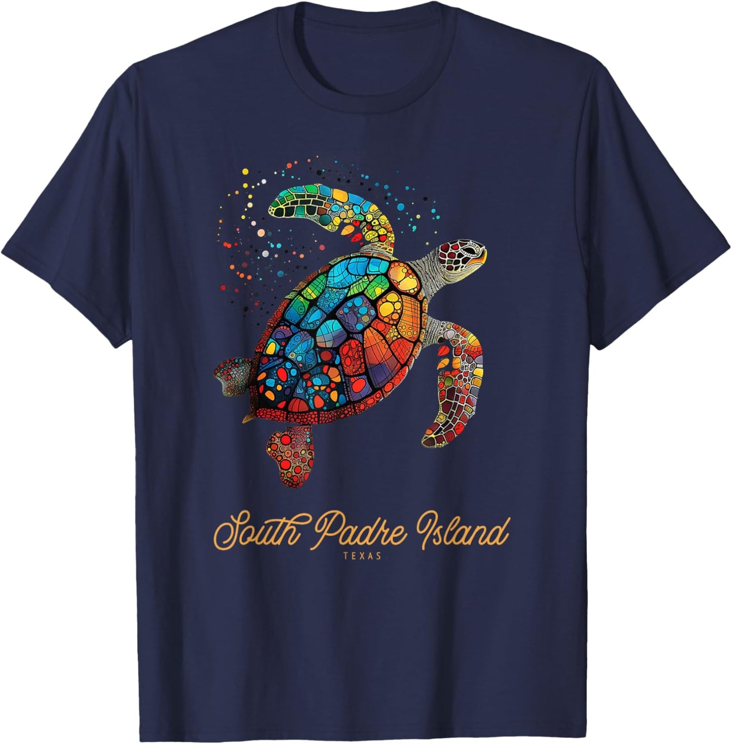 South Padre Island Vintage Retro Texas Sea Turtle Holiday T-Shirt - T-Shirt | Navy