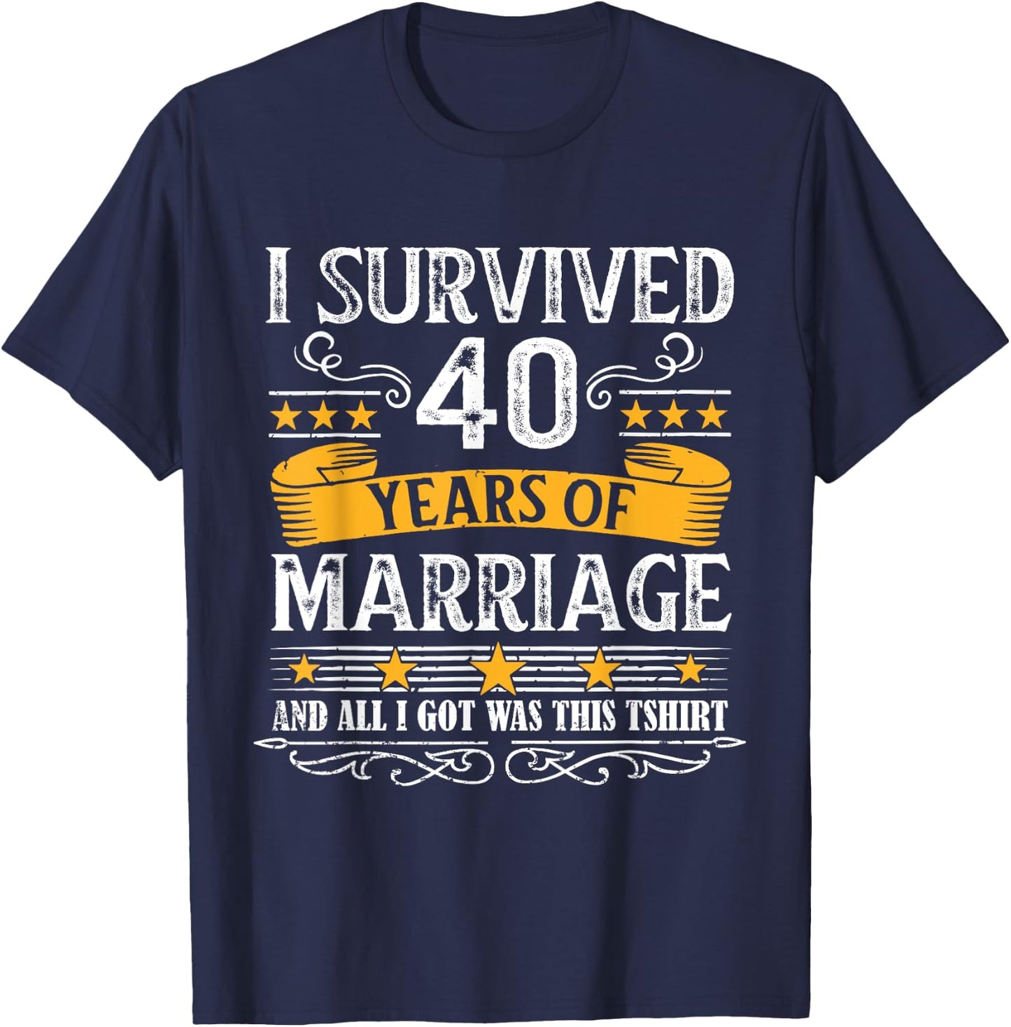 40th Wedding Anniversary shirt Couples Husband Wife 40 Years T-Shirt - T-Shirt | Navy