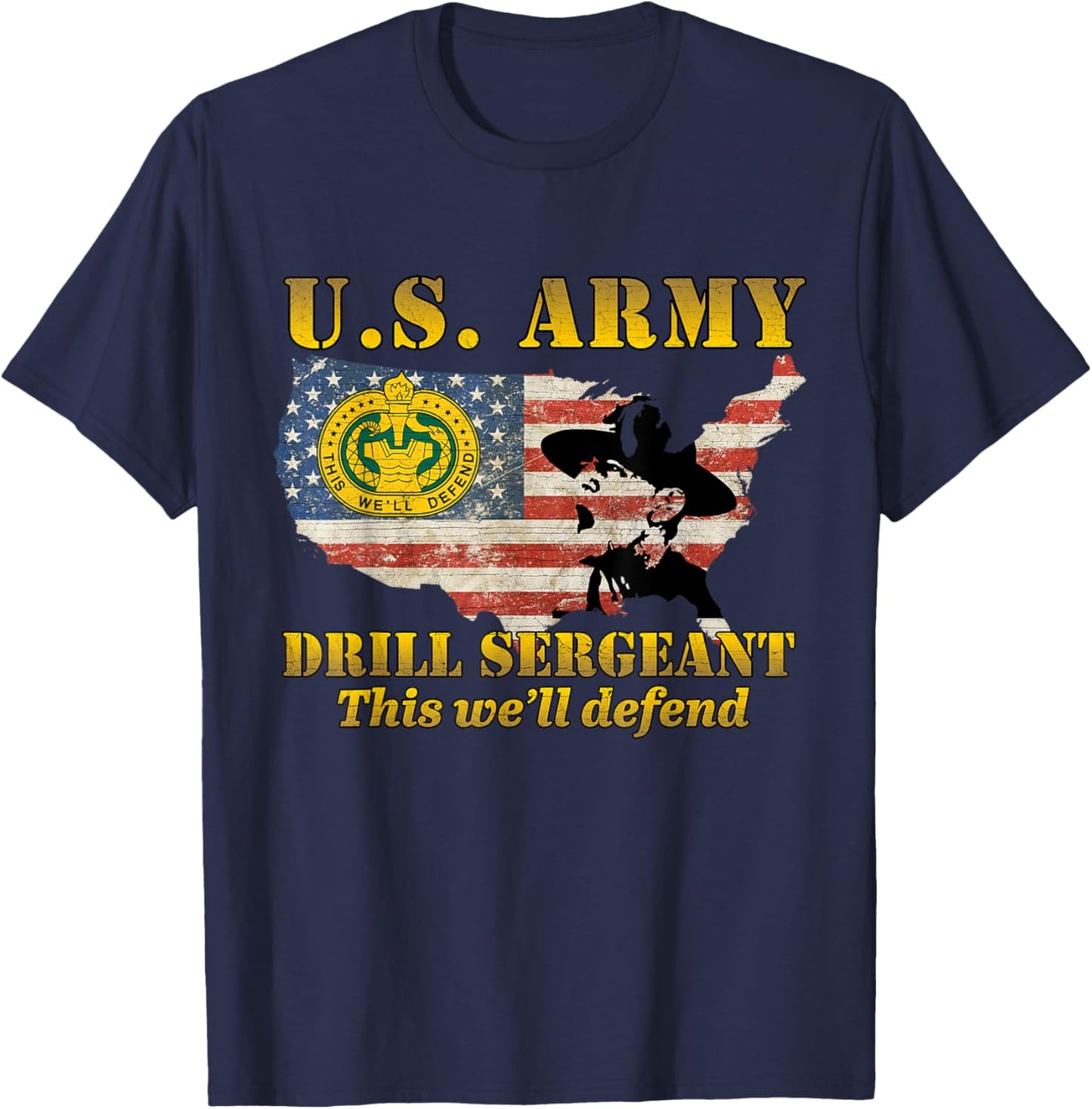 Us Army Drill Sergeant Military Drill American Flag Gifts Men T-Shirt - T-Shirt | Navy