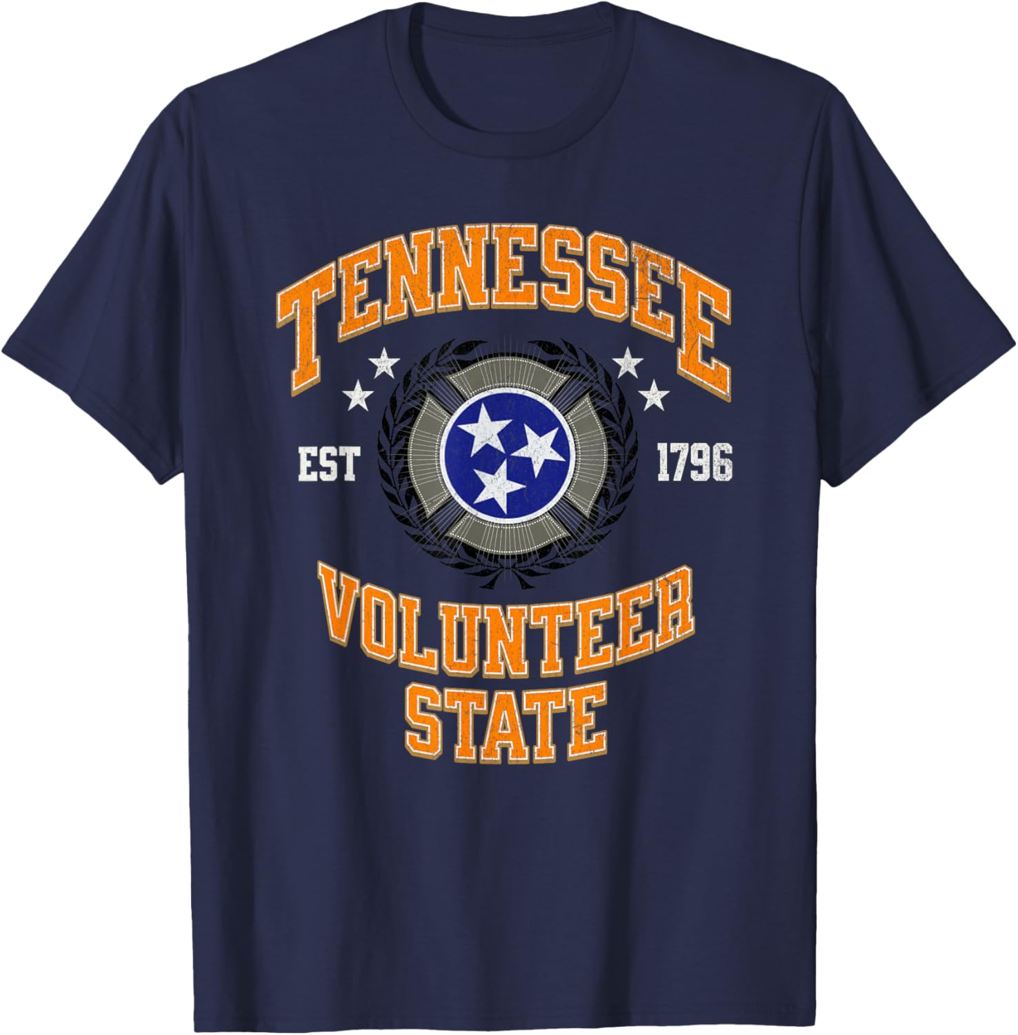 Vintage Tennessee Volunteer State Tri Star Flag T-Shirt - T-Shirt | Navy