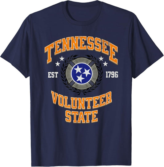 Vintage Tennessee Volunteer State Tri Star Flag T-Shirt - T-Shirt | Navy