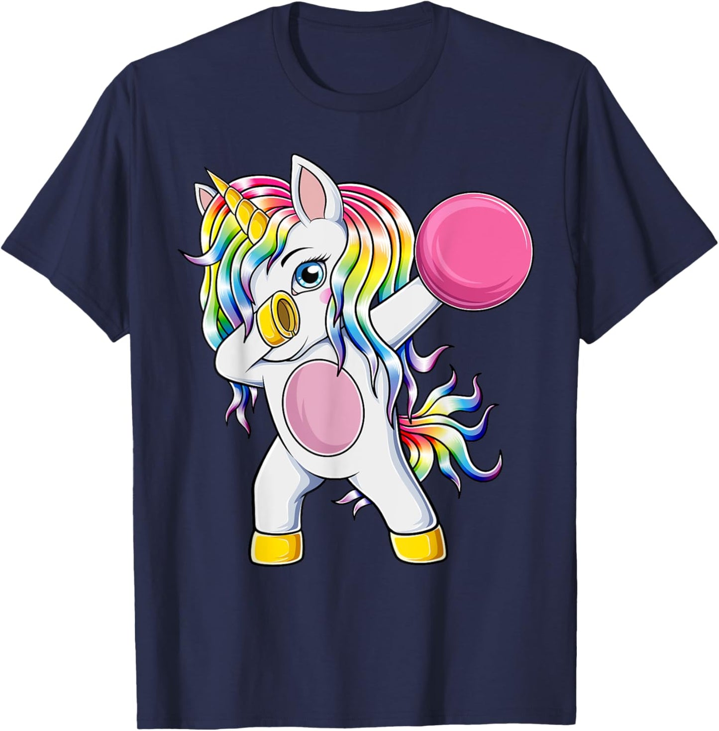 Cute Bowling Unicorn Dab Dance Dabbing Bowler Girls Kids T-Shirt - T-Shirt | Navy