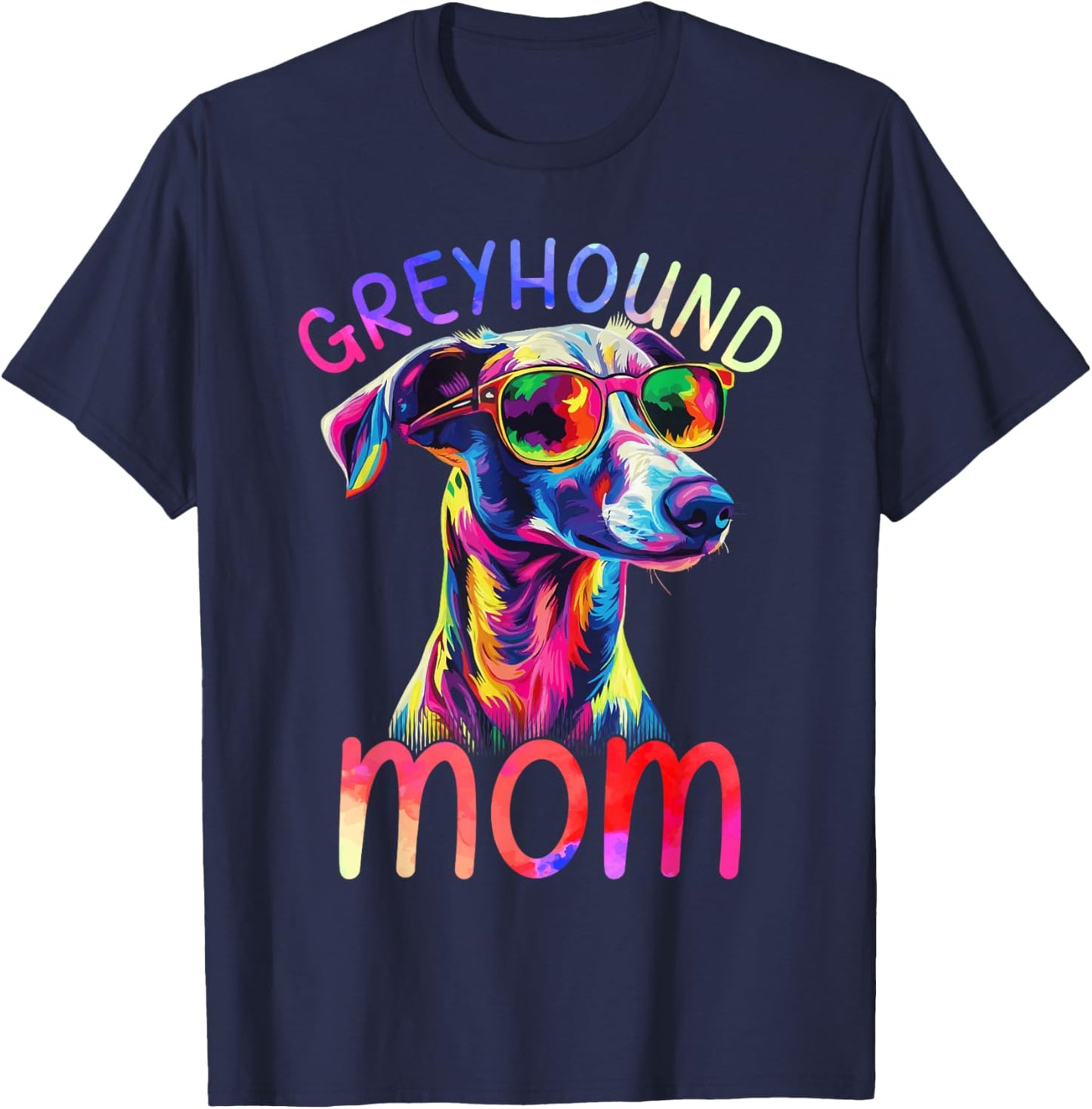Greyhound Mom Colorful Pop Art Greyhound T-Shirt - T-Shirt | Navy