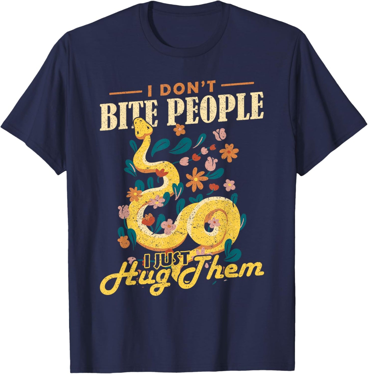 Reptile I Dont Bite People Banana Ball Python T-Shirt - T-Shirt | Navy