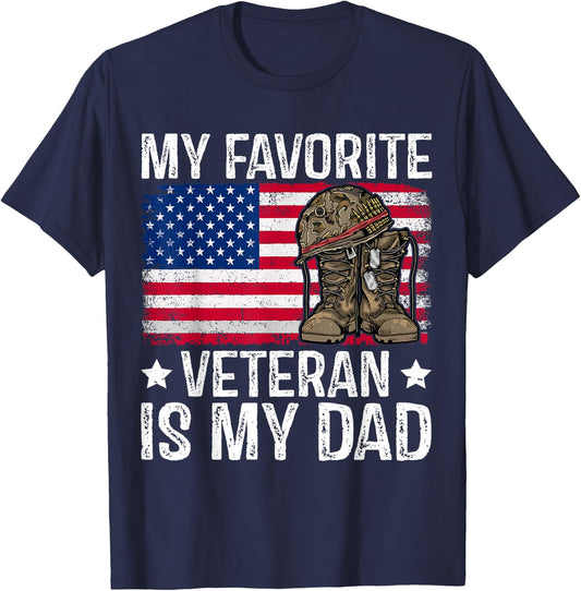 My Favorite Veteran is My Dad Army Military Veterans Day T-Shirt - T-Shirt | Navy