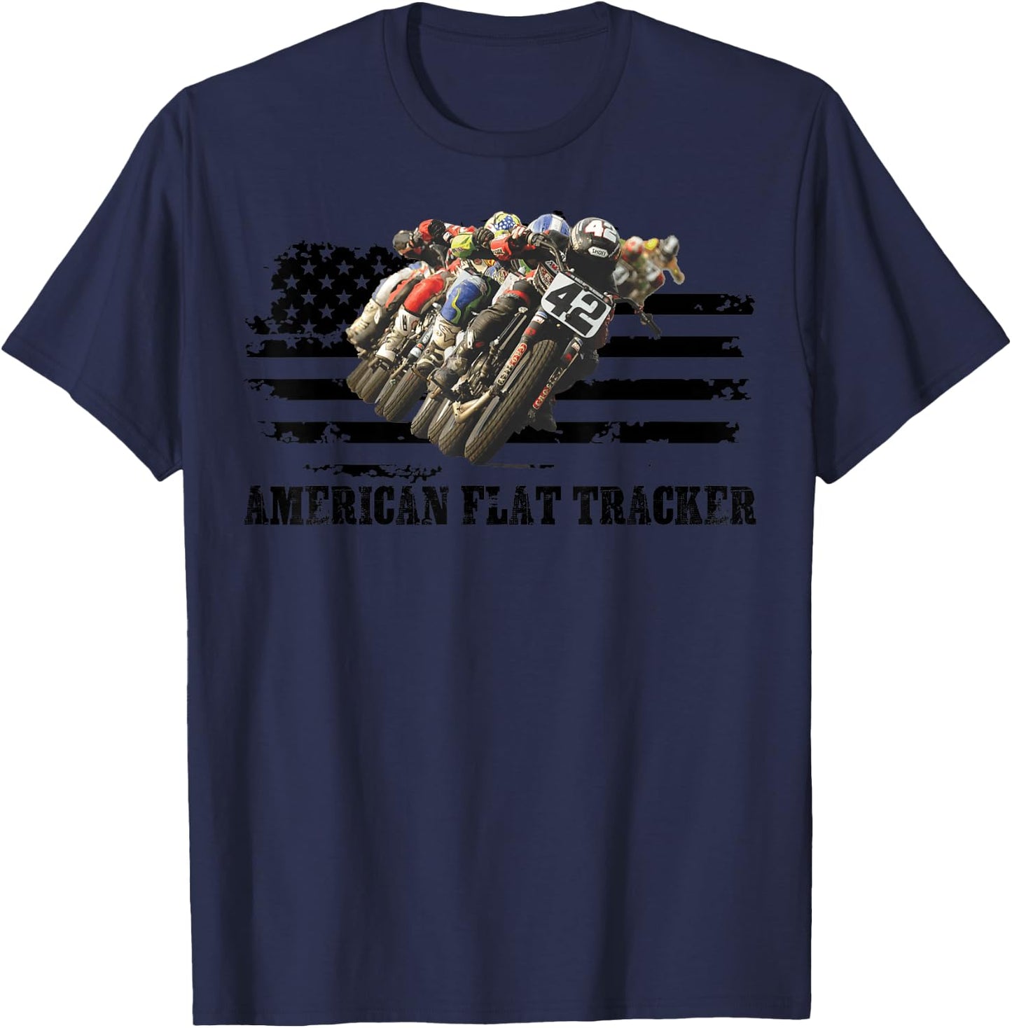 American Flat Tracker Men Women Adults Teens Boys Girls T-Shirt - T-Shirt | Navy